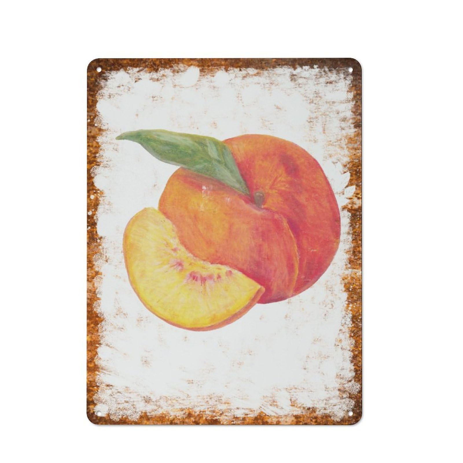 peiyeety Metal Tin Sign Peaches Watercolor Pattern Vintage Rustic Wall Art Kitchen Bathroom Bedroom Living Room Cafe Farmhouse Entryway Office Garage Home Bar Laundry Room Porch Patio 8x12 Inch