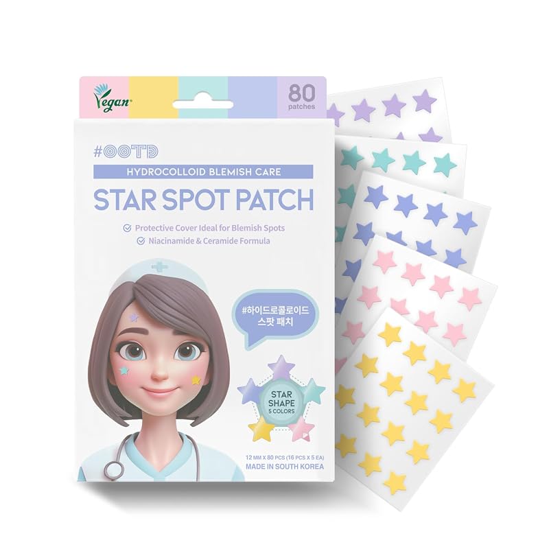 #OOTD Adesivos hidrocoloides em formato de estrela, tons pastel, Pacote com 80 unidades