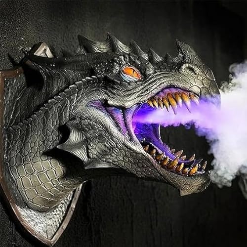 Dragon Fantastique Mural, Tête De Dragon Fixée Au Mur, Décoration Murale De Dragon avec Lumière Et Spray, Yeux Éclairés par LED, Figurines De Sculpture De Dragon À Suspendre Au Mur Dragon Fantastique Mural, Tête De Dragon Fixée Au Mur, Décoration Murale De Dragon avec Lumière Et Spray, Yeux Éclairés par LED, Figurines De Sculpture De Dragon À Suspendre Au Mur