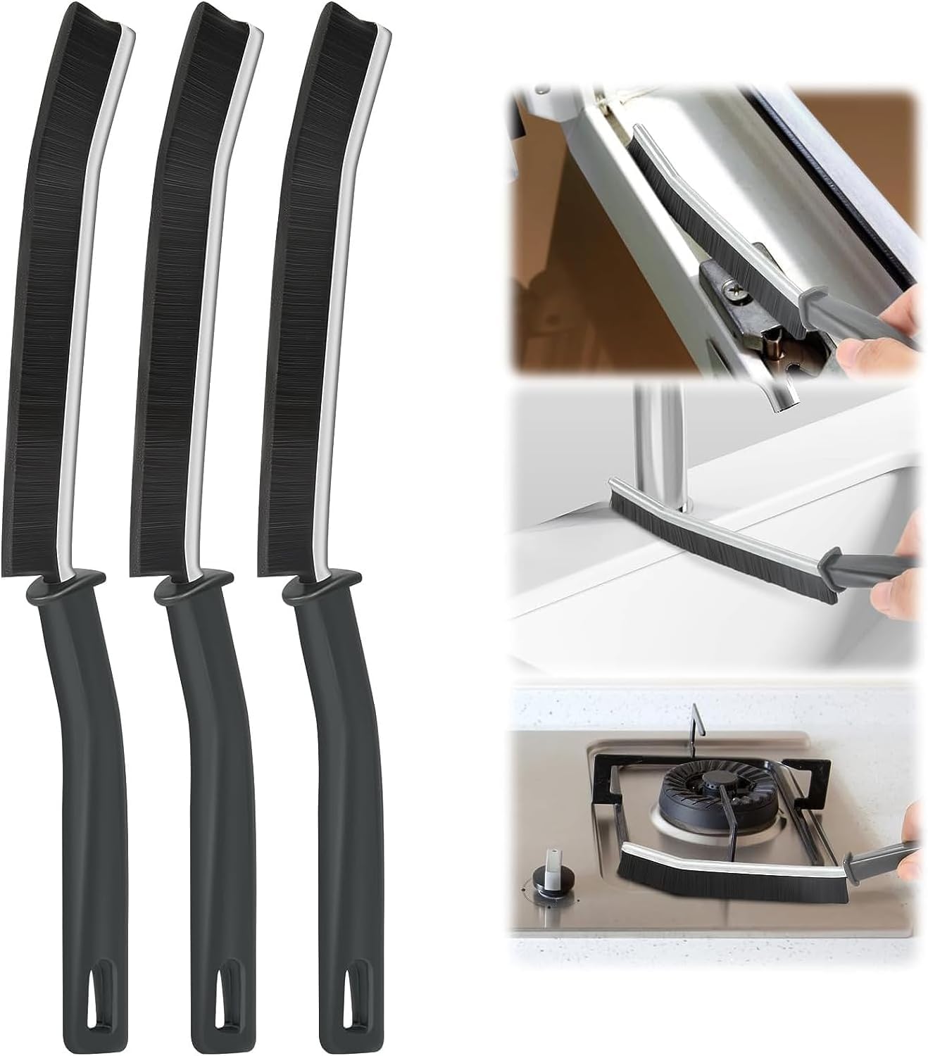 3Pcs Crevice Cleaning Brush, Multifunctional Joint Cleaning Brush for Tight Spaces, Multifunctional Window Slot Joint Brush, Grout Brush for Home, Kitchen, Tiles Grout Cleaners