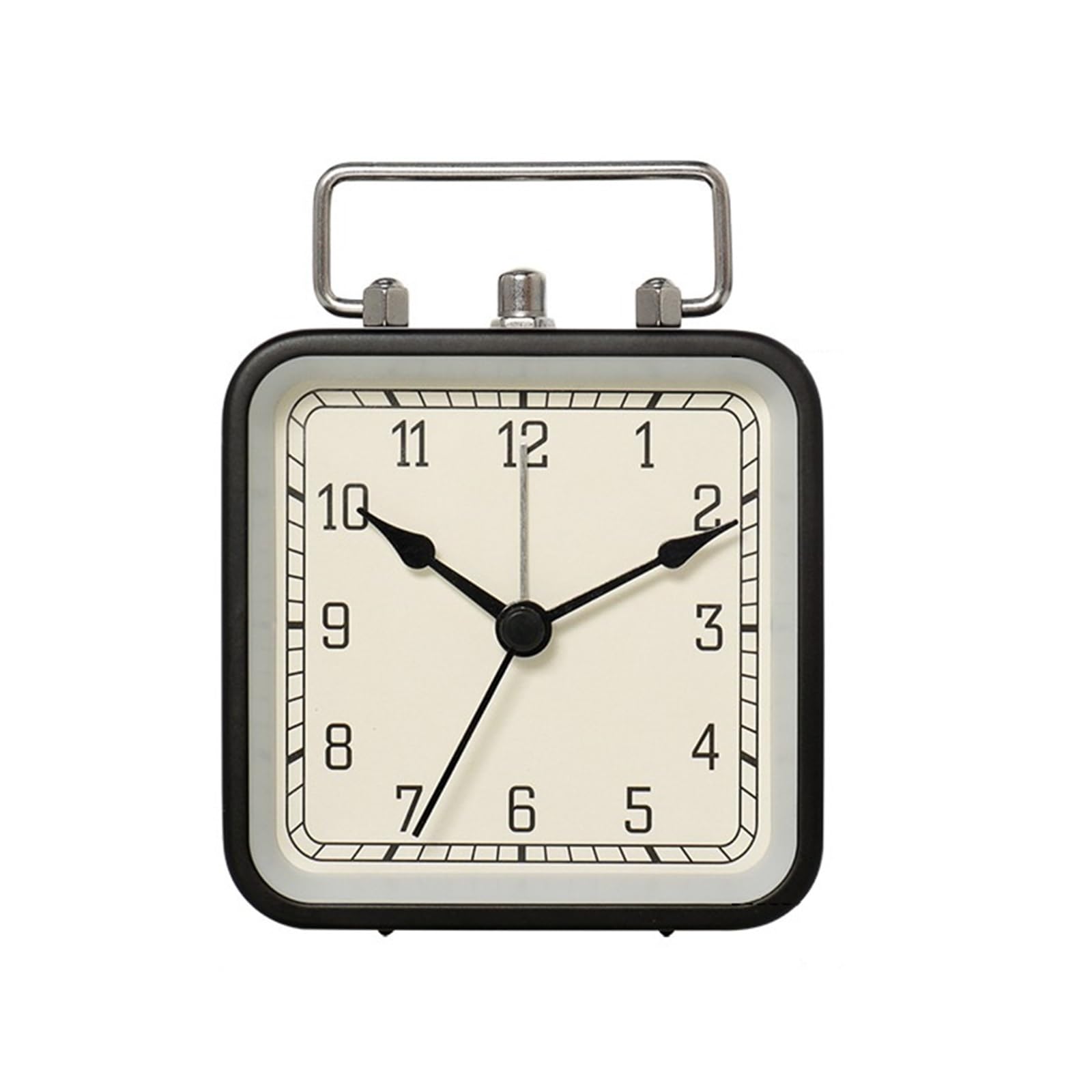 J9V4G6S3B5 Desk Clock Vintage Metal Night Light Alarm Clock for Bedroom Student Quiet Table Desk Hour analogue alarm clock(Black)