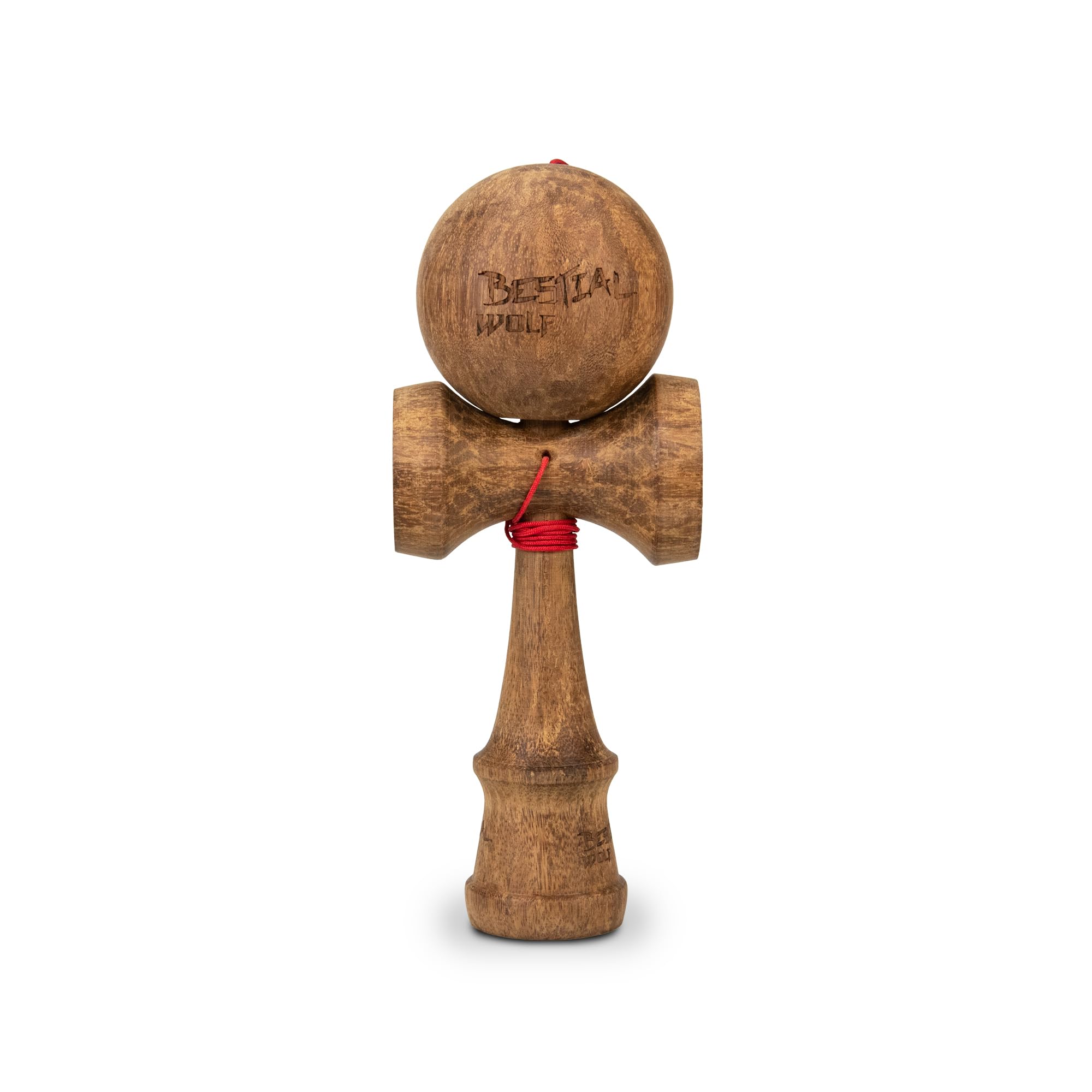 Bestial Wolf KEKKON, Kendama de Bambu Bola Bambu con el Logo en Letras Cuerda Roja