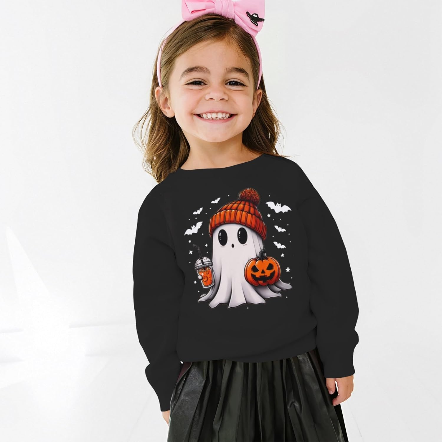 MODNTOGA Halloween Outfit Baby Boy Girl Pumpkin Ghost Sweatshirt Toddler Kids Ghost Graphic Shirt Spooky Season Pullover Tops - Image 3