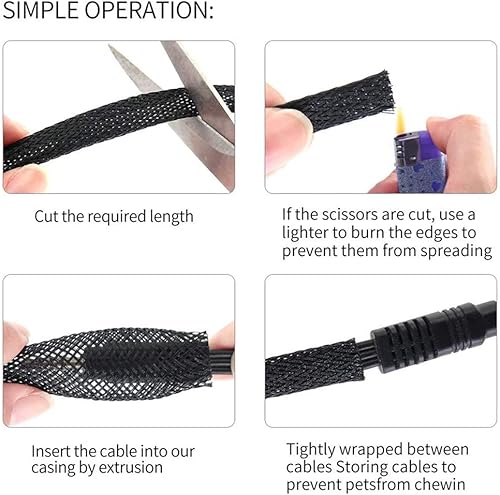 Braided - Fundas para cables - Telar de alambre expandible PET de 1 a 25 pies, malla de alambre trenzada, organizador de gestión de cables para