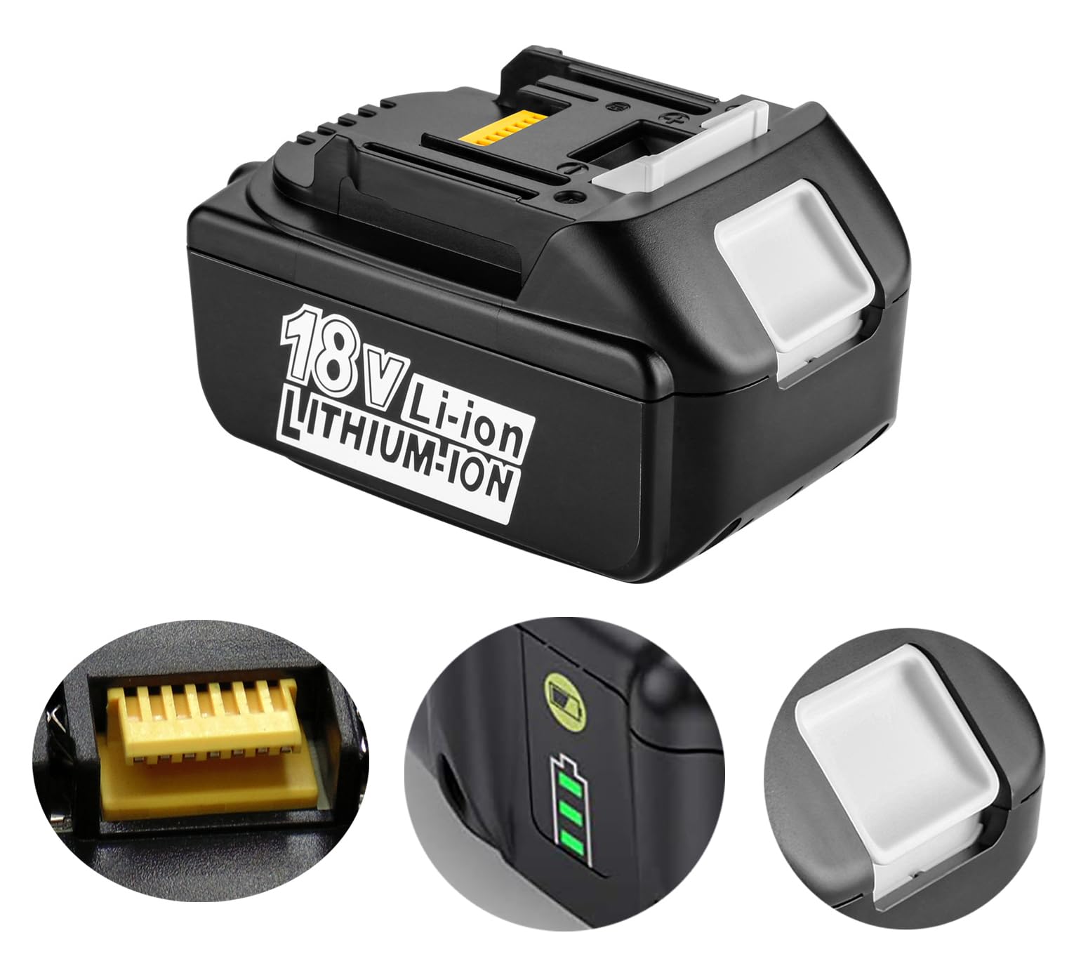 18v 5ah, vervang batterij voor Makita BL1850B BL1840 BL1840B BL1850 BL1860B LXT400 194204-5 met de indicator van het lastenniveau, 2 st