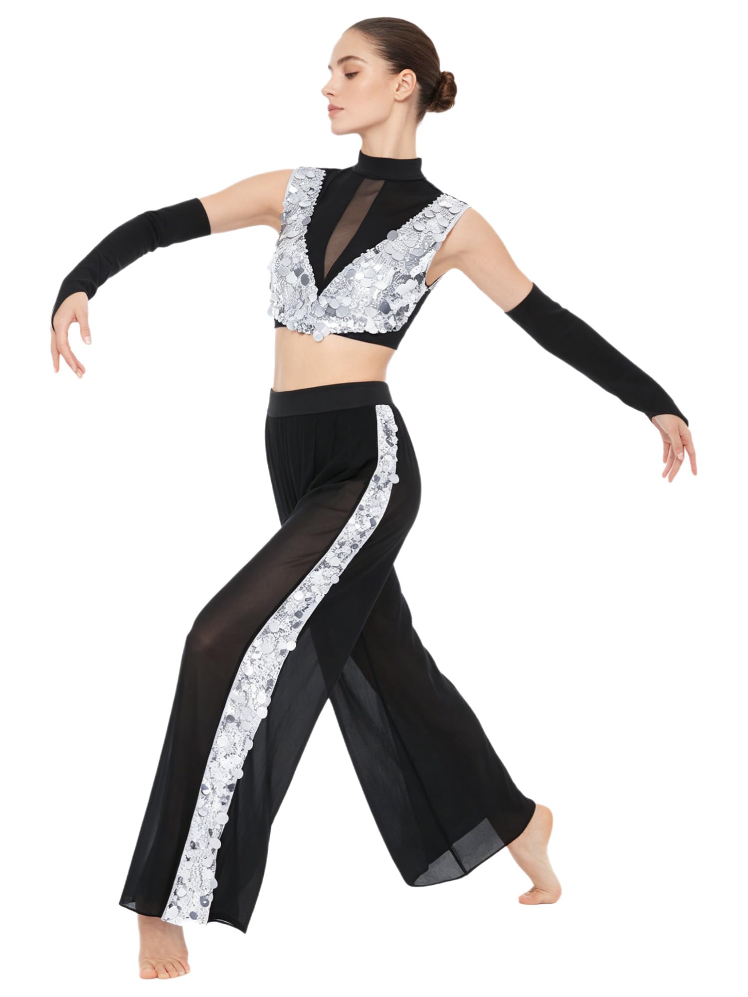 Disfraz de danza para mujer, moderno, contemporáneo, con lentejuelas