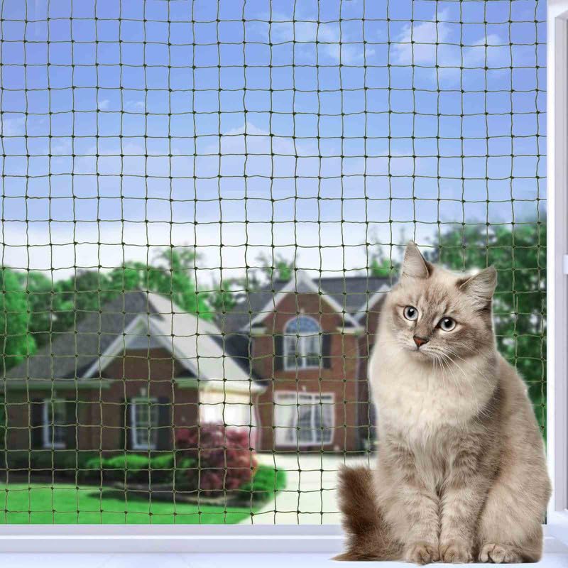 Tatamiyya Red para Gatos para balcón, Red de Alambre Reforzado 6x3 m, la Red de balcón es Robusta y Resistente a Las mordeduras y roturas, para Balcones, terrazas y Ventanas (Verde Oliva)