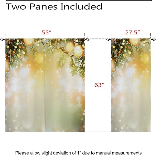 Miniatura 77 de Cortinas opacas de Navidad para niñas y niños, decoración del hogar, decoración navideña, árbol de acebo, estrella, Navidad, ojales, cortinas con
