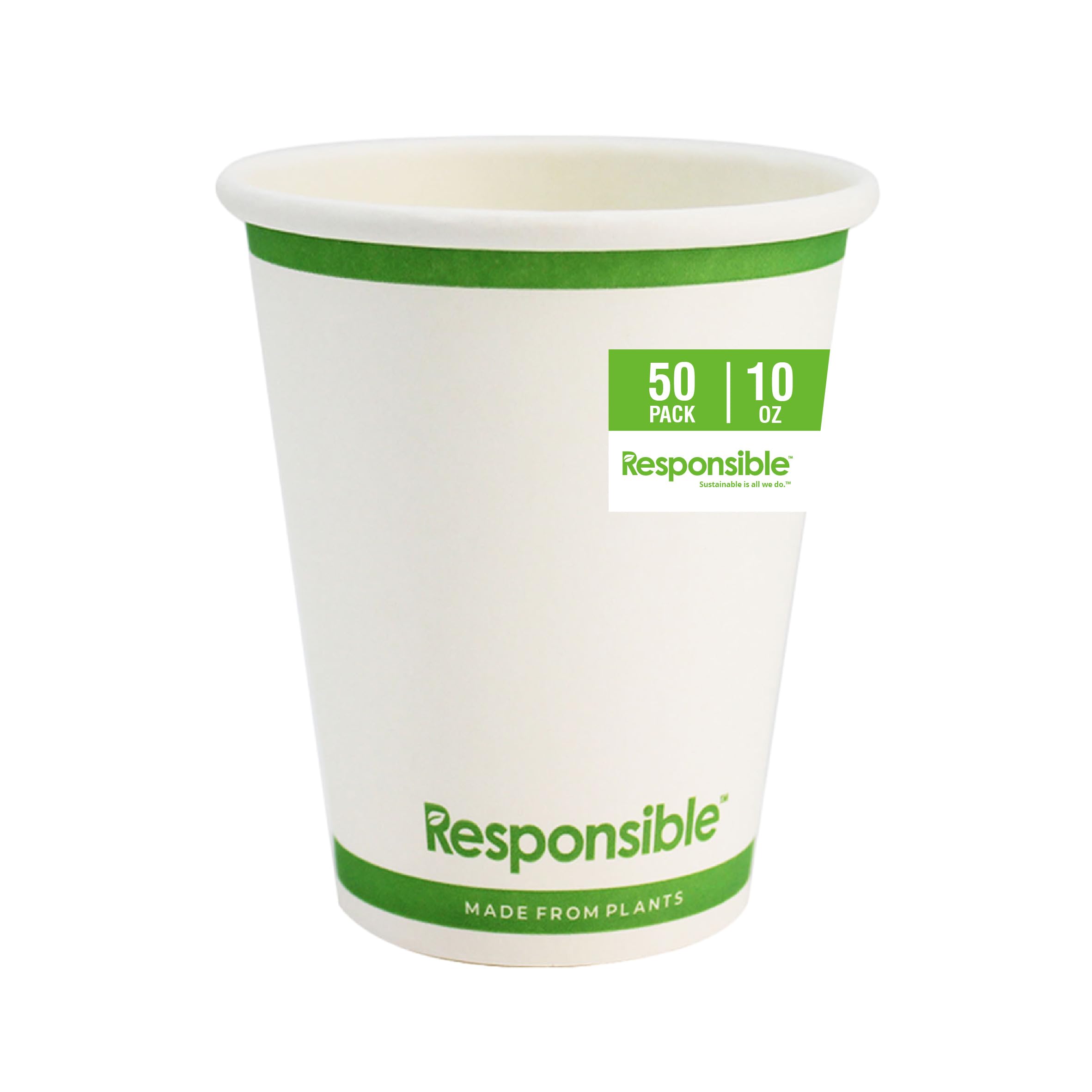 Responsible Products 10 oz (50 Count) / Classic White / Casual Cups
