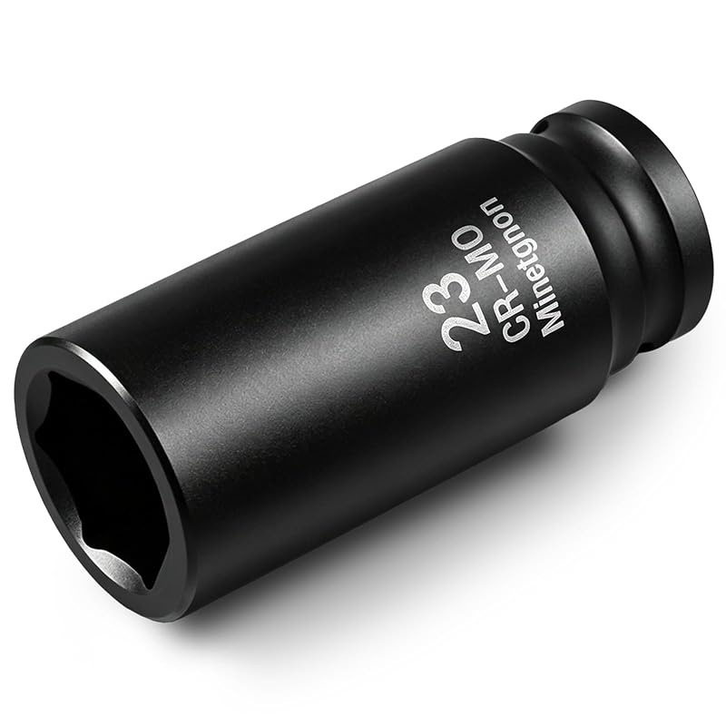 Soquete de Impacto Profundo 23 mm, Encaixe de 12,7 mm (1/2 pol.), 6 Pontas, Aço CR-MO Minetgnon