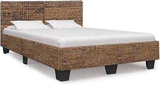 vidaXL Giroletto Stile Rustico Decorativo Struttura Intrecciata a Doghe Artigianale con Testiera Comodo Telaio Letto in Rattan Naturale 140x200 cm