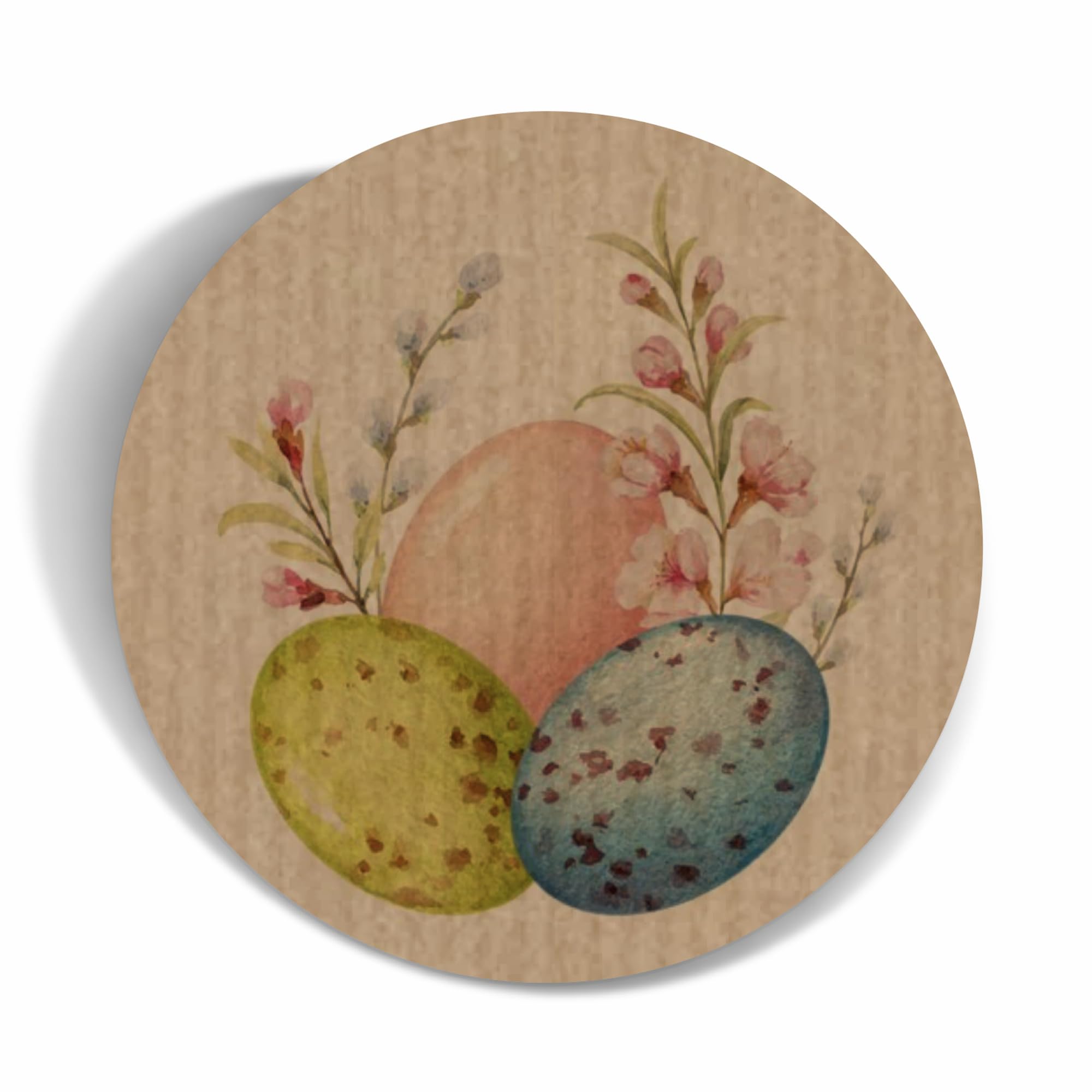 Pack of 180 Kraft Brown Colourful Easter Eggs Decor Paper Labels, 37mm Self-Adhesive Stickers, Multipack Stationery Craft Decorative Labels