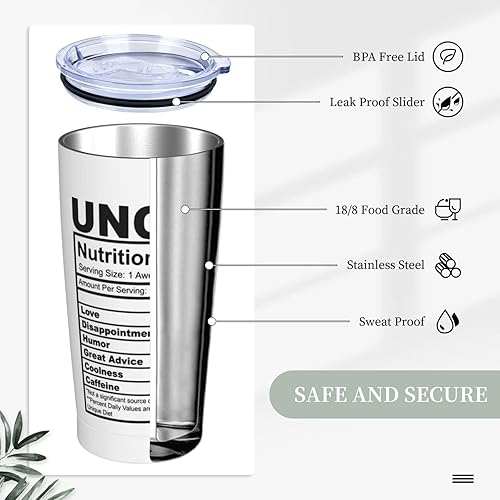 Miniatura 3 de Uncle Nutrition Facts - Divertidos regalos de cumpleaños, Día del Padre, Navidad para tío hombres y él, taza de café novedosa taza de viaje botella
