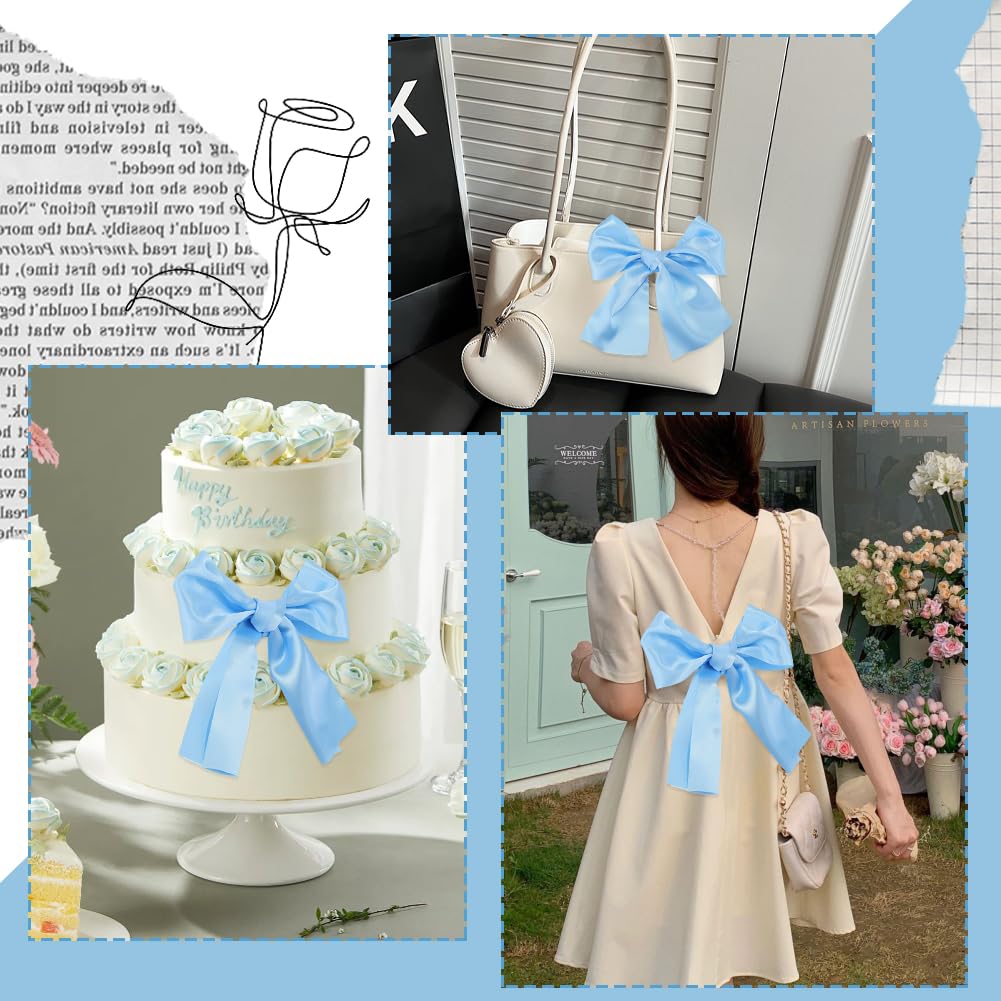 CABODYALS 20M 100mm Light Blue Satin Ribbon Extra Wide Solid Thick Large Soft Silk Double Faced Fabric Polyester Ribbons Bulk for Sewing Making Diy Crafts Cutting Ceremony Grand Opening Home Decor - Image 4
