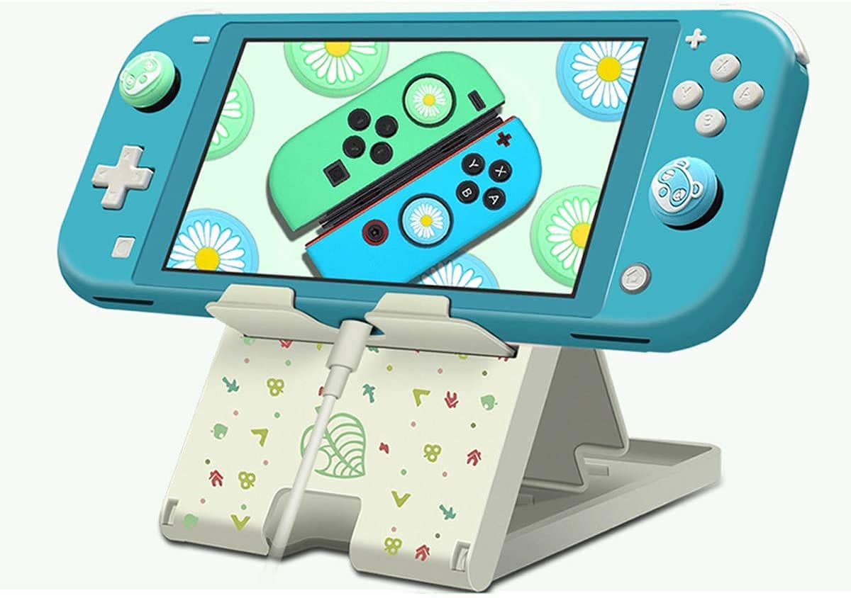 Ständer kompatibel mit Nintendo Switch, Verstellbarer Switch Konsolenständer, tragbarer Faltbarer Switch Zubehörhalter (Weißes Blatt)
