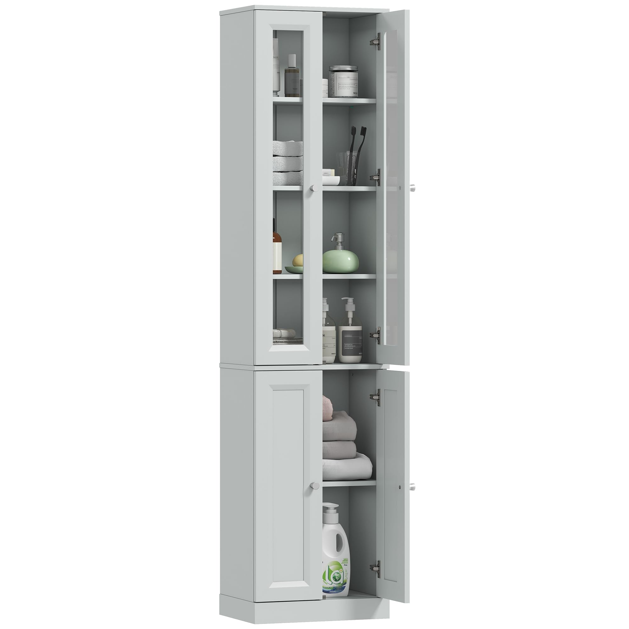HOMCOM Tall Bathroom Storage Cabinet 6-Tier Slim 38 x 26 x 160 cm Blue
