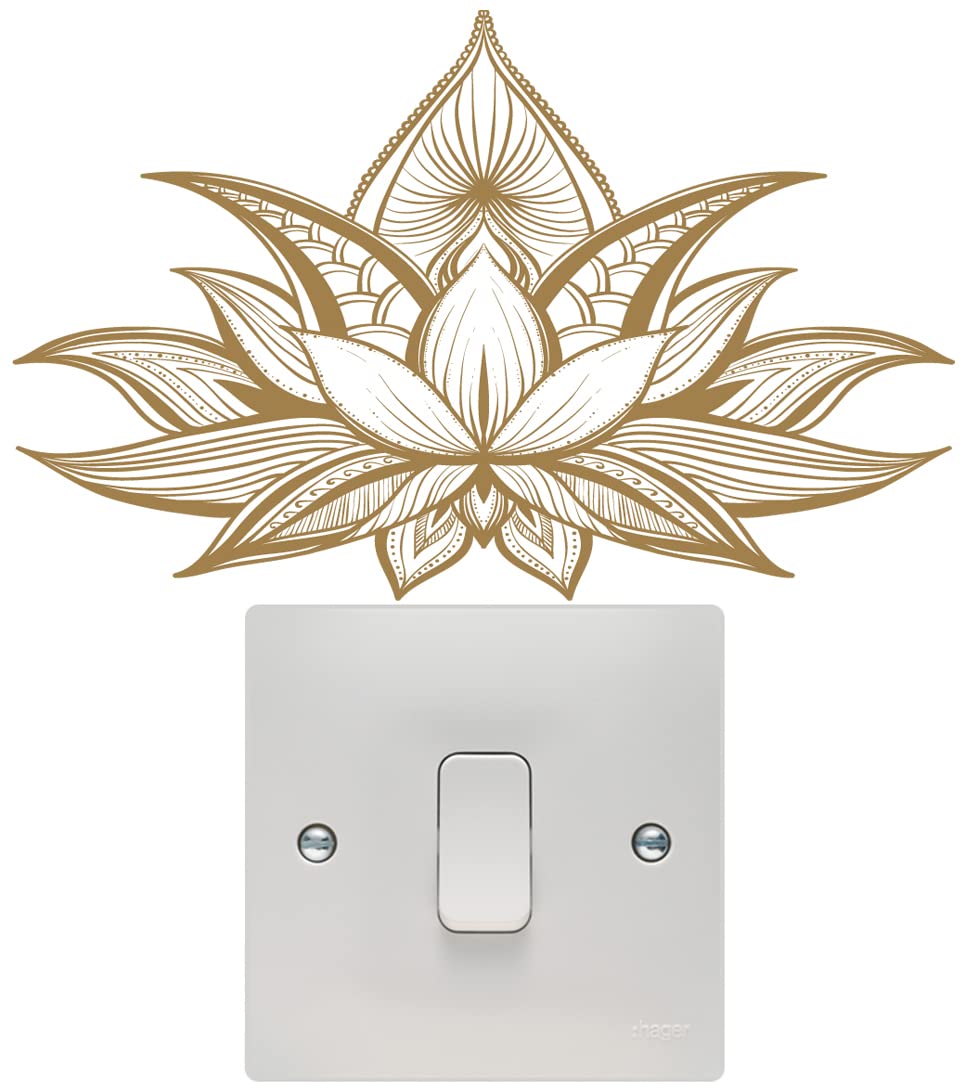 Hodge Creations Light Patterned Lotus Flower Design Wall Art Vinyl Switch Stickers