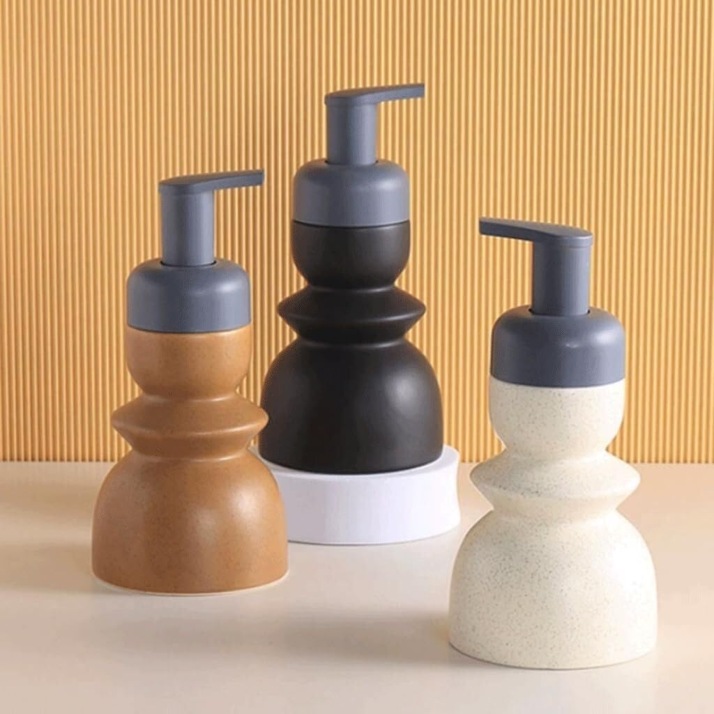 Dispenser Sapone Ricaricabile Semplice Erogatore di Sapone Manuale, Schiuma, in Ceramica Dosatore Liquido(Grün)