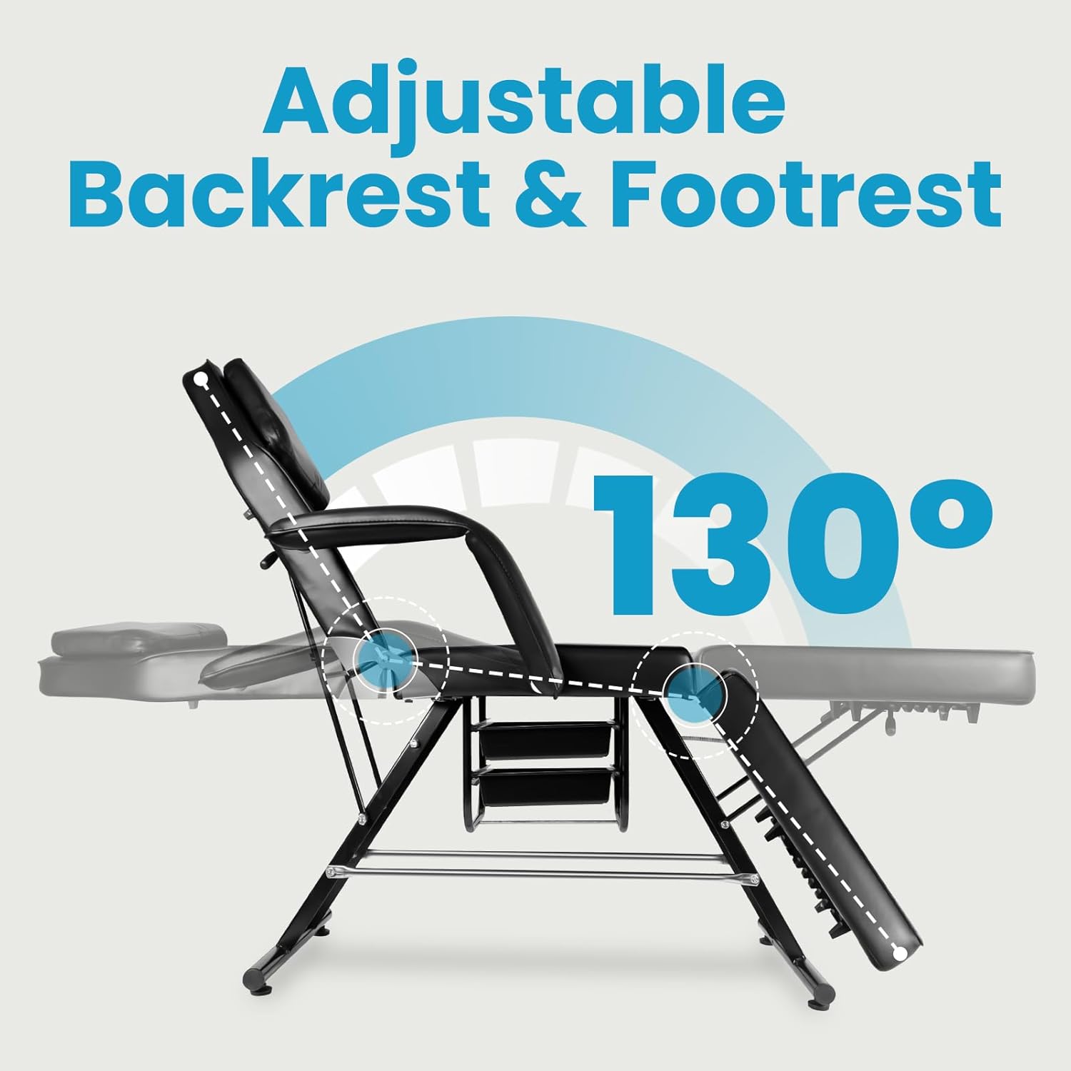 Tattoo Chair Adjustable Height Swivel Beauty Spa Bed for Extensions with Stool Set (Black)