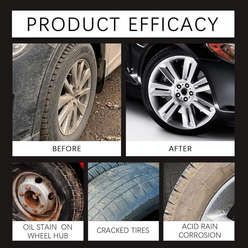 Tyre Nourish Cream, Tire Shine Wax for Car Tires, Restores Black Gloss, UV Protection Waterproof Tire Care Cream, Wheel Refurbishment Polish for Long-Lasting Shine and Clean Look (2PCS) — view 3