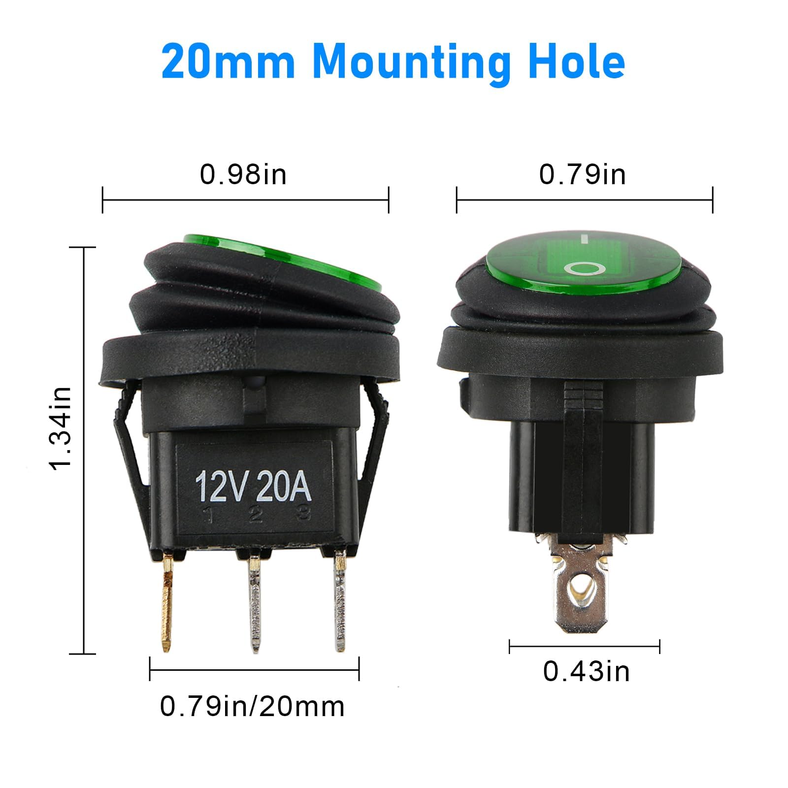 Interruttore Da Pannello Nero 12v 20A 3pin ON OFF SPST - Foto 3