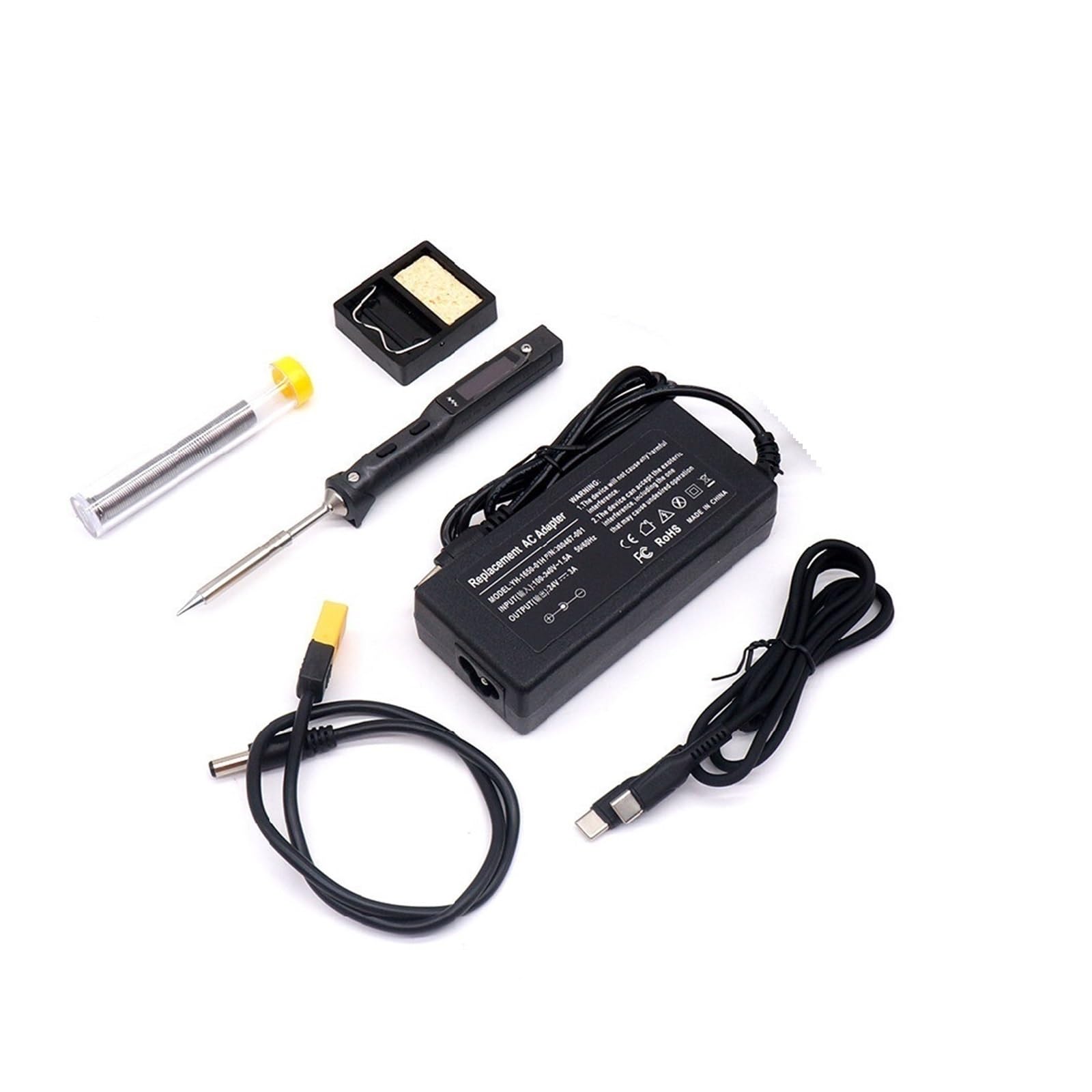65 W Mini cyfrowa lutownica elektryczna, programowalny wyświetlacz LCD, cyfrowa stacja lutownicza z regulacją temperatury Spawalniczy(I Tips with Supply)