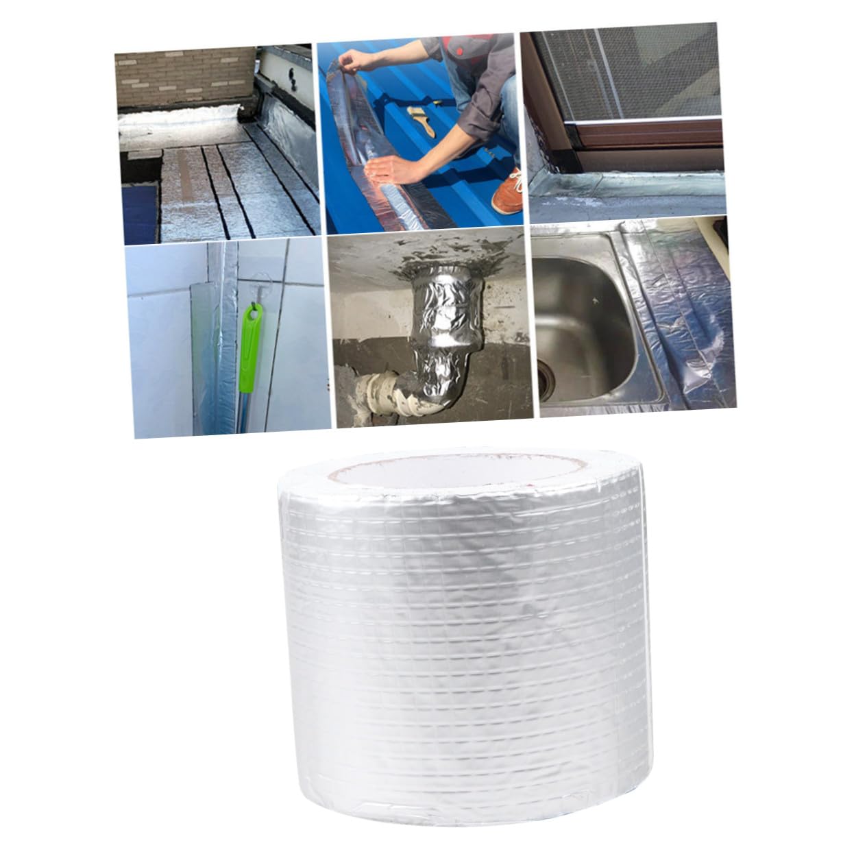 PLAFOPE Cinta de Butilo Adhesiva Resistente al Agua para Reparación de Tejados y Tuberías Cinta Selladora de Aluminio de Práctica y Duradera para Sellado Exteriores