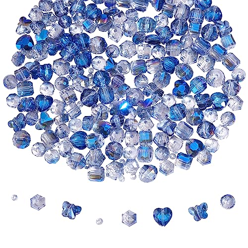 BEEFLYING 180pcs Assorted Glass Beads for DIY Jewelry Making AB Color Crystal Rondelle Beads Bulk Set for Bracelets Necklaces Earrings