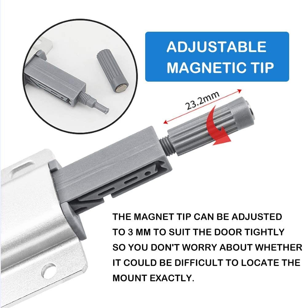 VICTAC Magnetic Push Latches for Cabinets, Heavy Duty Push-to-Open Door Latch, Release Pop Out Kitchen Hardware for Drawer, Closure, Cupboard, Wardrobe, Closet (Pack of 4) — Amazon image 4