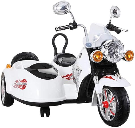Amazon 電動カー 電動乗用玩具 アメリカン バイク サイドカー 2人乗り Bike 乗り物 おもちゃ 玩具 大型 電子玩具 子供が乗れる 乗用 玩具 ホワイト 電動乗用 おもちゃ