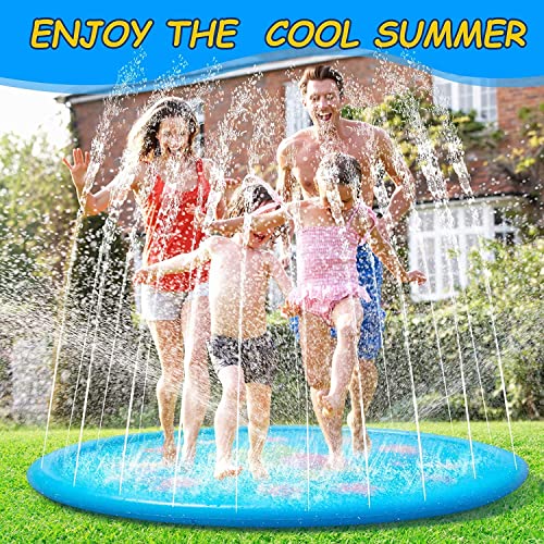 Image of WENGTY Non-Slip Splash Pad for Kids, Thicken Sprinkler Pool Summer Outdoor Water Toys - Fun Backyard Fountain Play Mat for Baby Girls Boys Children (Multi Color)