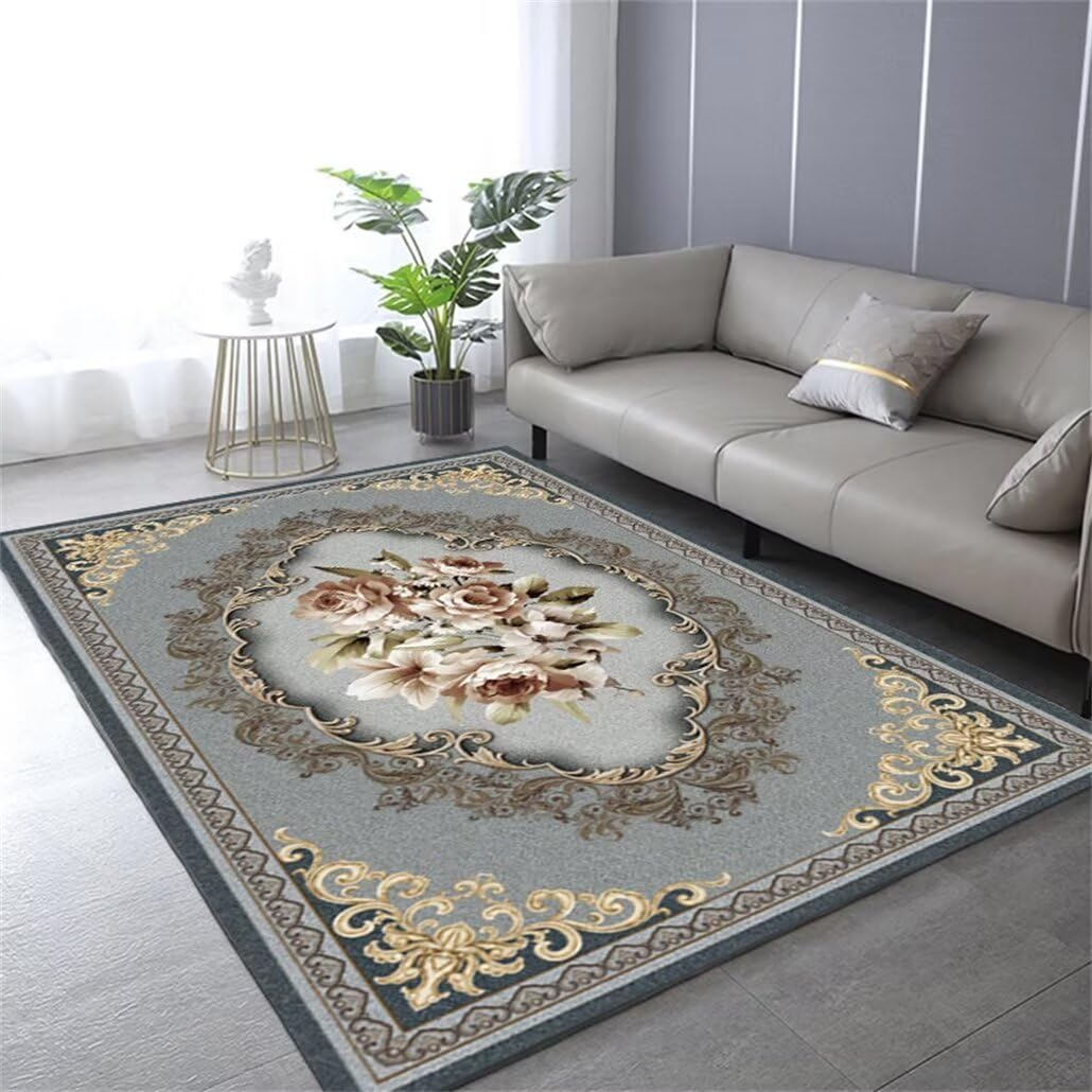 Tapis long de chambre adulte lavable gris 120x190cm pour table à manger et salon