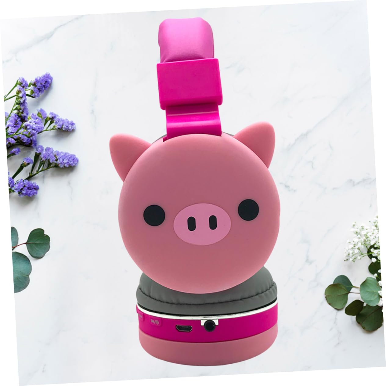 Lurrose Cuffie Wireless da Testa Motivo Maialino, Auricolari per Ragazza, Design Ergonomico in Abs e Spugna, per Giochi e Cosplay