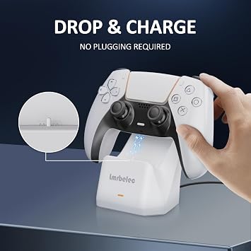 PS5 Controller Charger Station, PS5 Controller Stand Holder Accessories Fast Charging Station for PlayStation 5 Dualsense - White