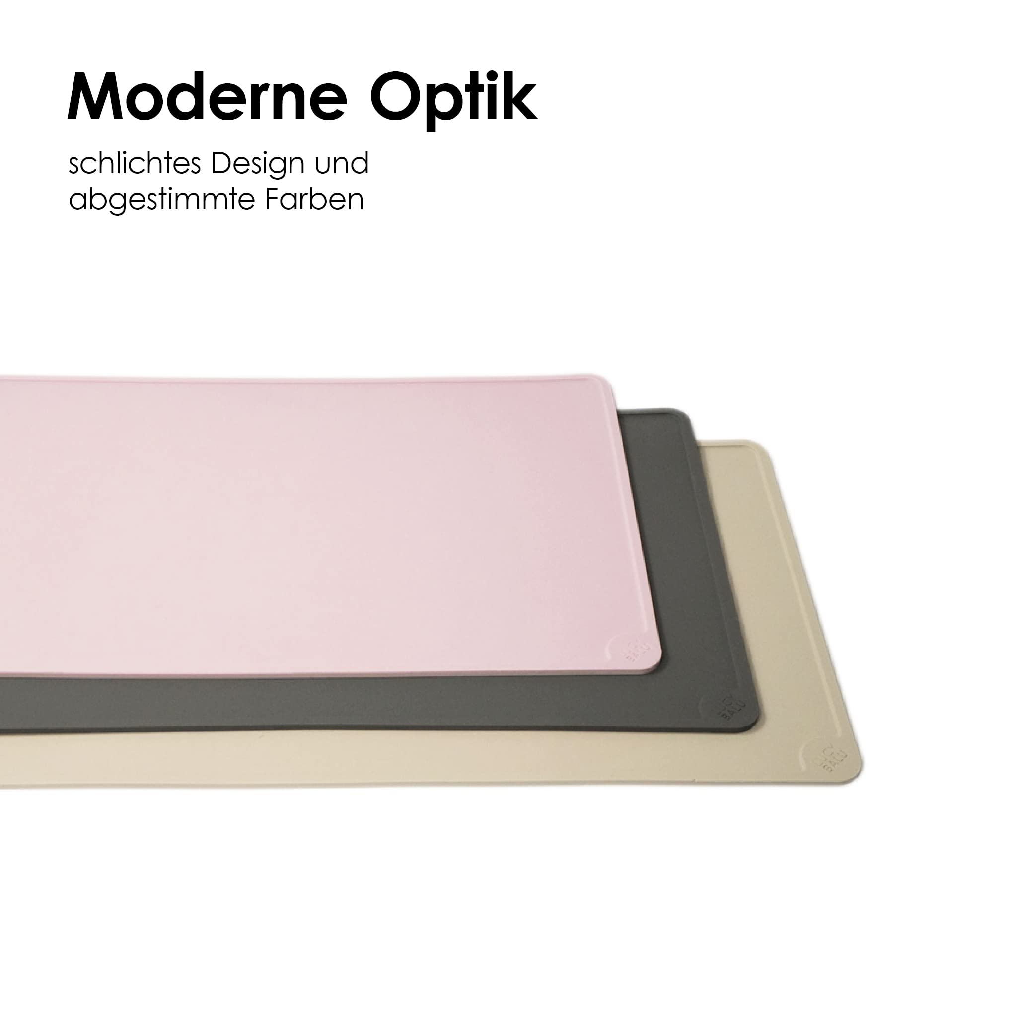 LucyBalu® Square Silikon Napfunterlage 50 x 29 cm I Rechteckige Futtermatte mit erhöhtem Rand I FDA-Zertifiziert & spülmaschinenfest I rutschfest für Katzen & Hunde I Taupe