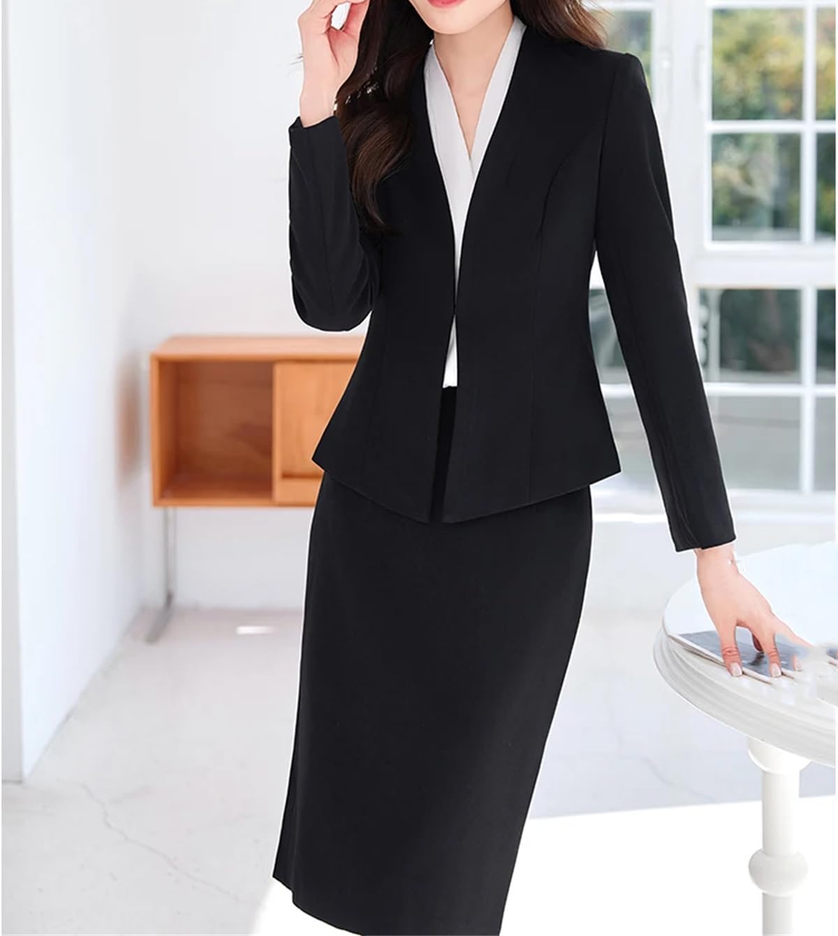 Yeuyyben Elegante conjunto de chaqueta de manga larga para mujer, para trabajo, oficina, formal, para mujer