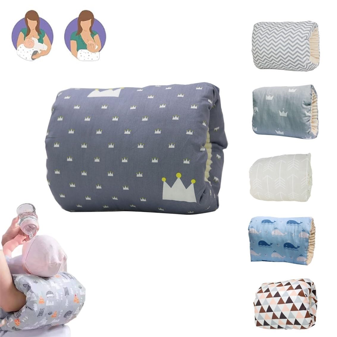 EHOTER Cozy Cradle Pillow Cozy Cradle Arm Pillow for Baby Nursing Head Support Pillow Anti-Spitting Breastfeeding and Bottle Feeding Nursing Arm Pillow Gift for Novice Mothers (E)