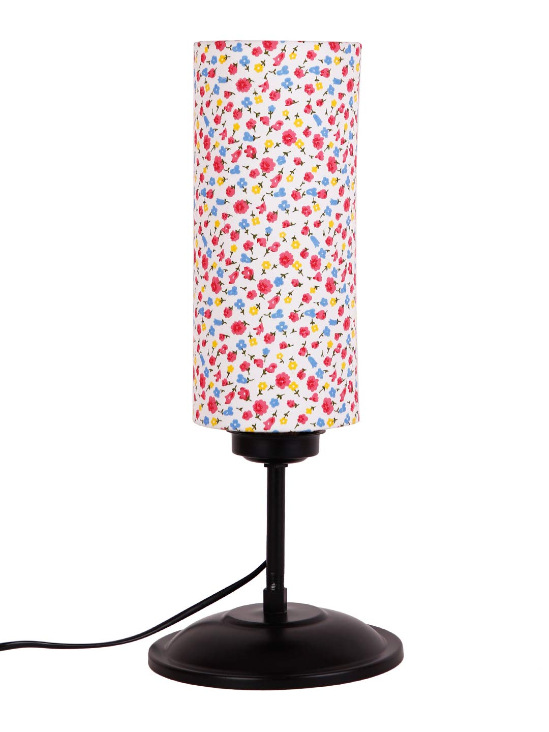 Devansh Cylindrical Multi Cotton Shade Table Lamp with Black Base (Size : 6.75x6.75x16.1 Inches) 4
