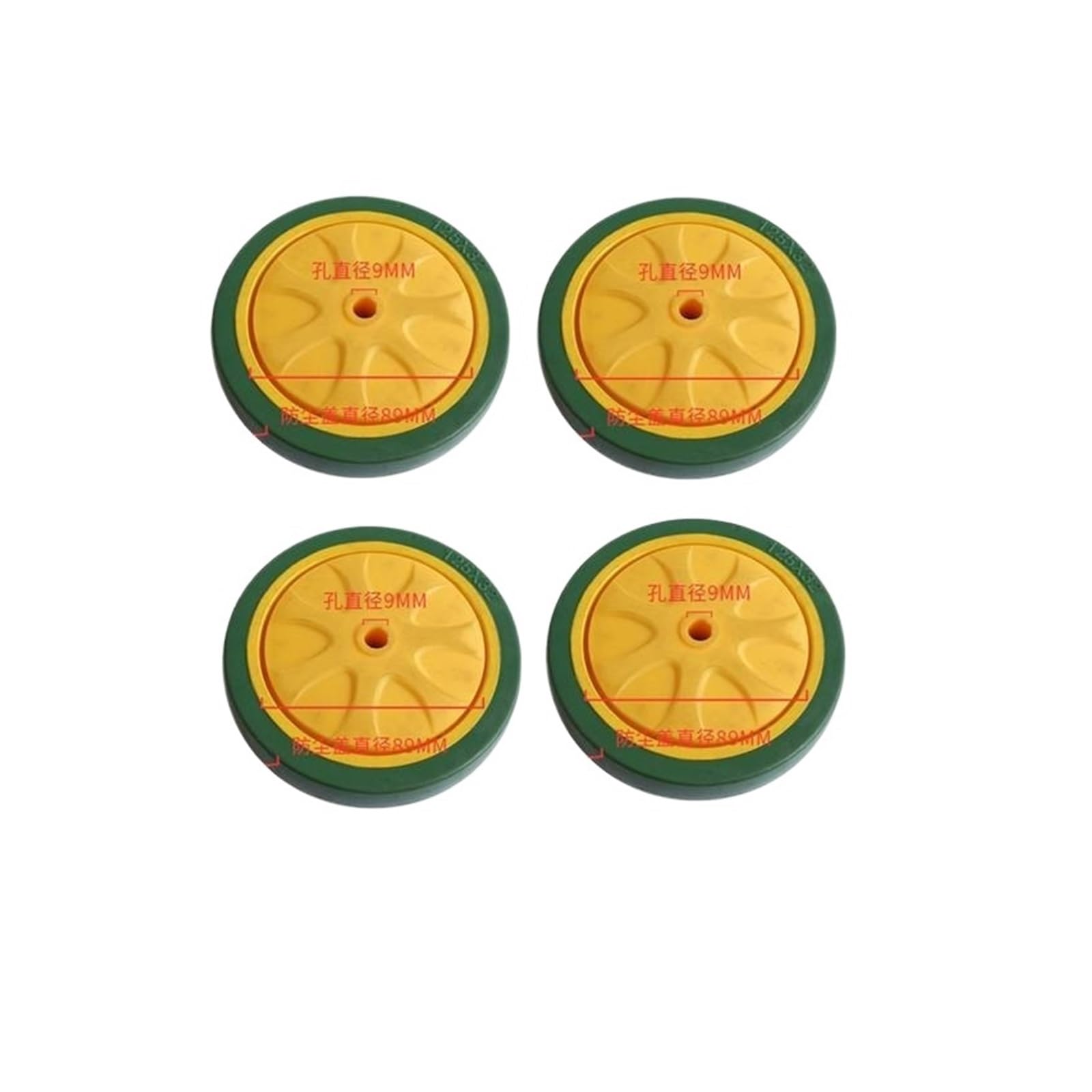 4PCS 5-inch Polyurethane Green Single Wheel wear-Resistant cart with Double Bearings