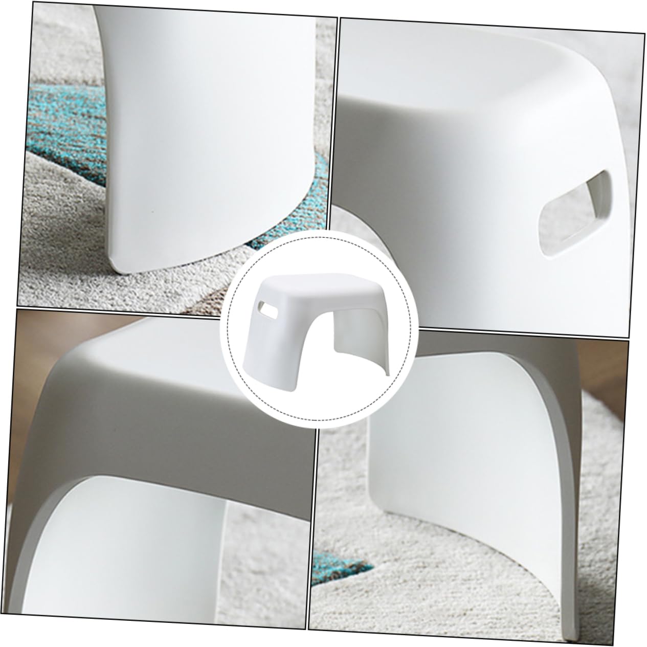 Alipis Taburete Apilable Antideslizante Nórdico Infantil Estilo de Seguro, PP Blanco, 33x20x21cm y Salón y Guardería