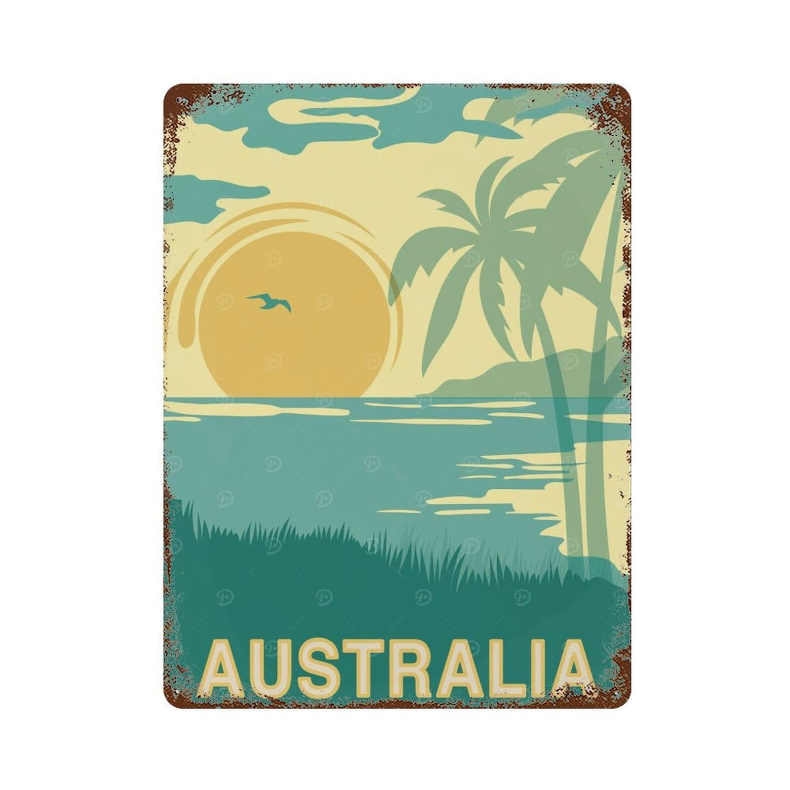 Decorative Tin Sign with Australia Vintage Art Design 15.7"x11.8", for Farmhouse, Kitchen And Entryway Decor, Old School Wall Decor