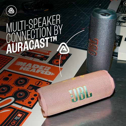 Image of JBL Flip 7 Wireless Portable Bluetooth Speaker, Bold Pro Sound with AI Sound Boost, 16Hrs of Playtime, IP68 Water & Dustproof, Multi-Speaker Connection by Auracast, Personalization App (Sand)