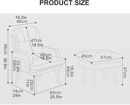 Living Room Chair, Modern Recliner Chair Adjustable Backrest, Comfort Leisure Lazy Chair with Ottoman for Adult Single Sofa, Armchair Upholstered Desk Chair Color: Mint green+beige