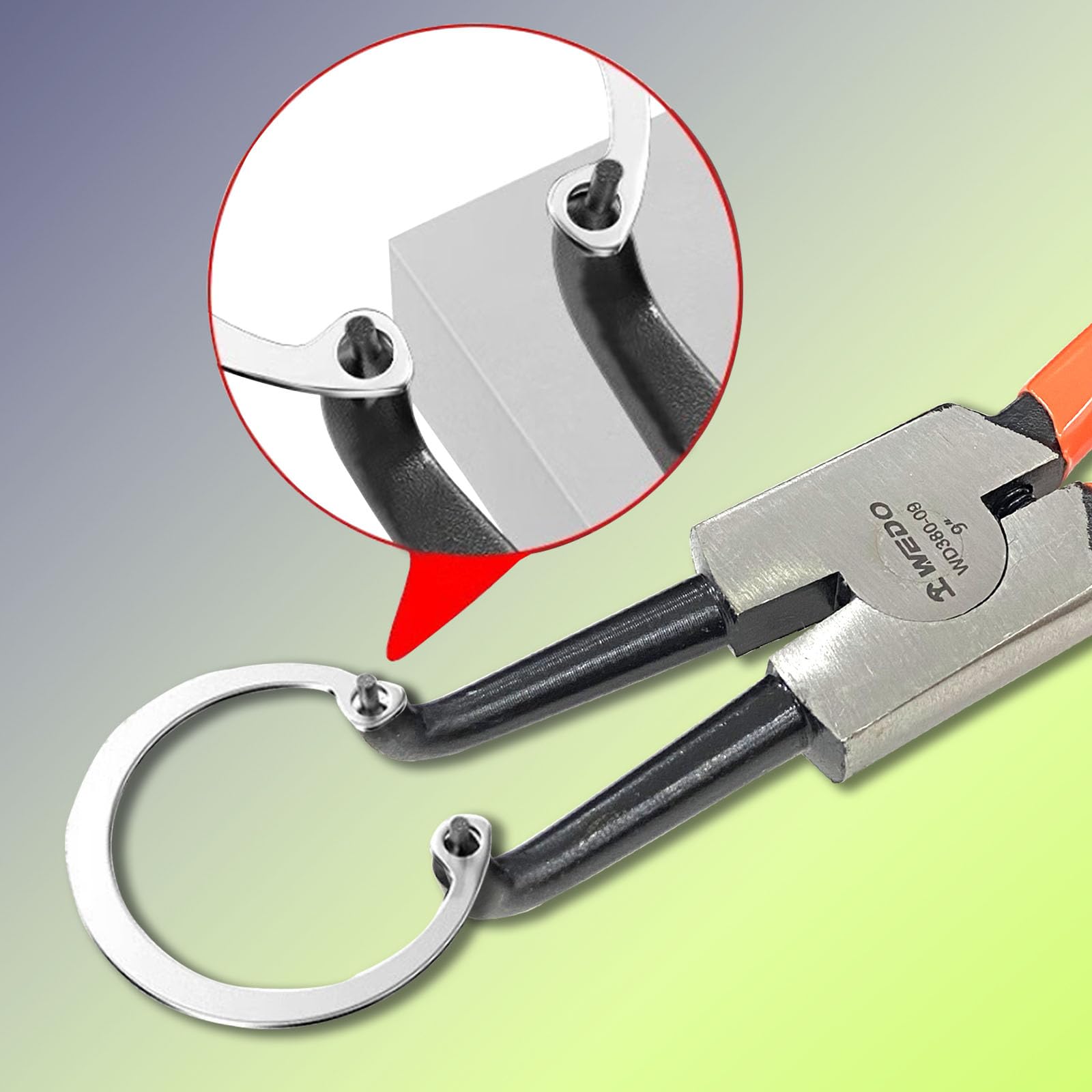 WEDO 4 Pezzi Pinze Per Anelli Di Sicurezza,Pinza ad anelli elastici per anelli elastici Interno - diritta,9" Pinza autobloccante,acciaio al vanadio cromo,Alta resistenza Pinza per anelli Seeger