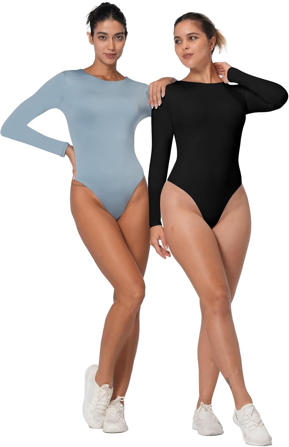 Sunzel Crew Neck Long Sleeve Bodysuits for Women, Double Lined Basic Slim Fitted Shirts, Body Hugging Sexy Going Out Tops - Image 7