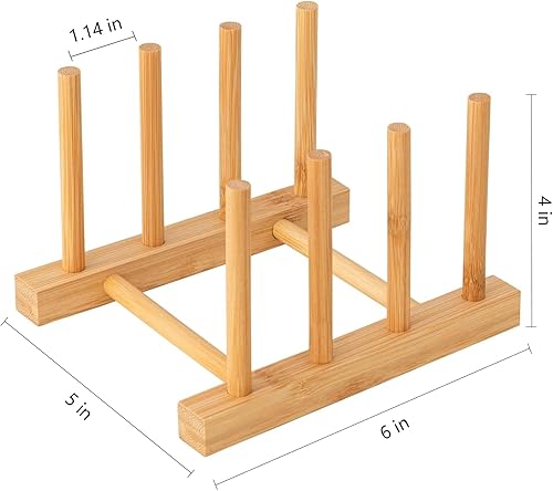 Miniatura 2 de HBlife Plato de bambú para platos, tazón, taza, libro, tapa de olla, tabla de cortar, estante de secado, escurridor, soporte de almacenamiento,