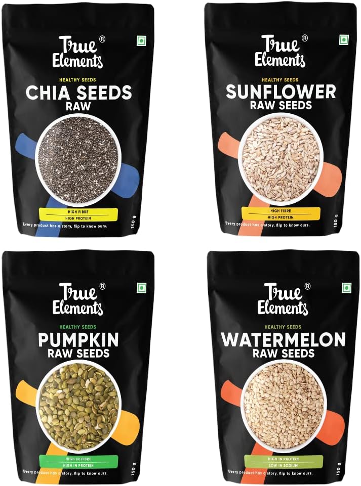 True Elements Healthy Raw Seeds Combo Pack (150g*4) - Seeds for Eating Combo ...