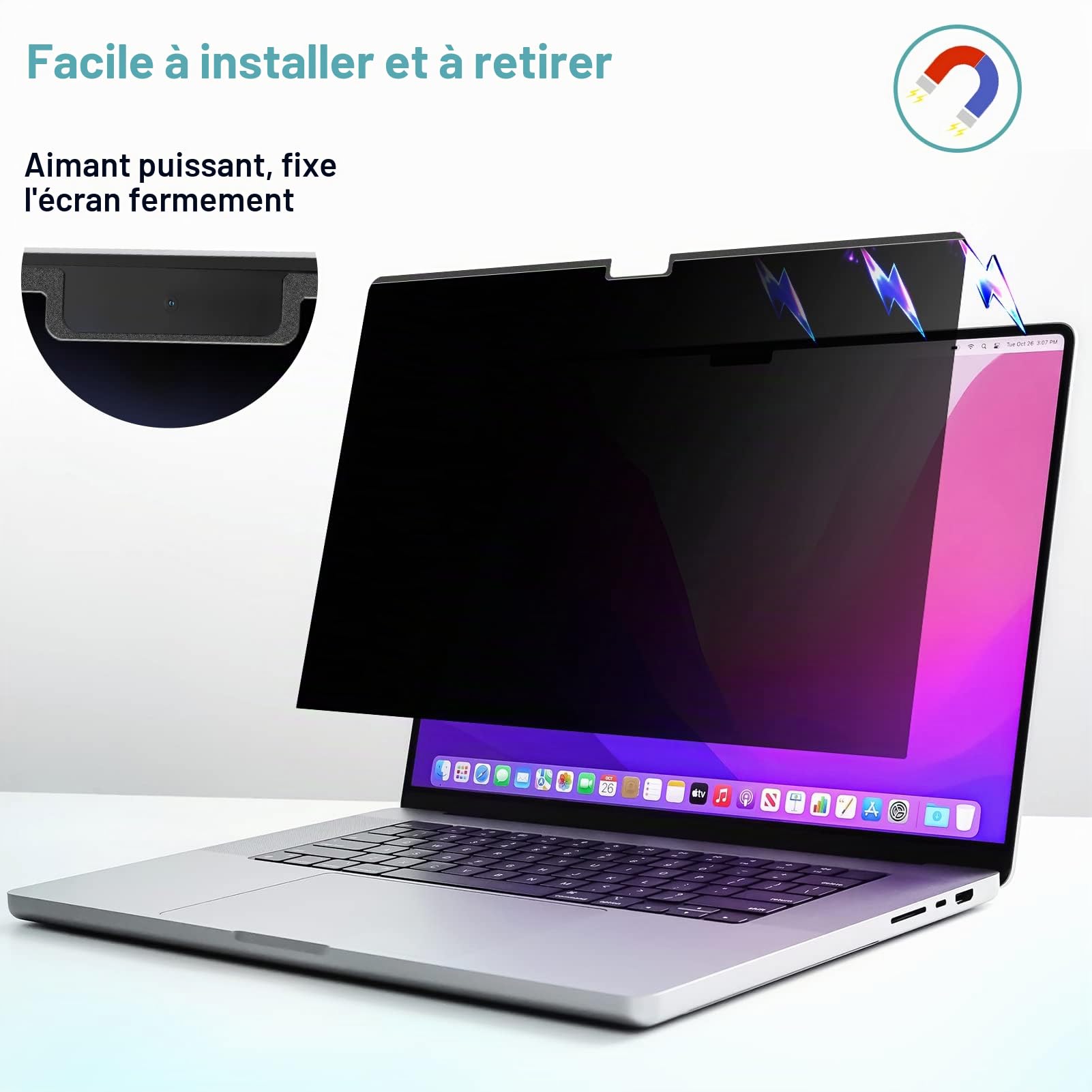 IPROKKO Filtre de Confidentialité Magnétique pour MacBook Pro 14 2026-2021 (M5/M4/M3/M2/M1), Filtres d'écran pour Ordinateur Portable Amovible, Anti-Lumière Bleu Ecran Confidentialité