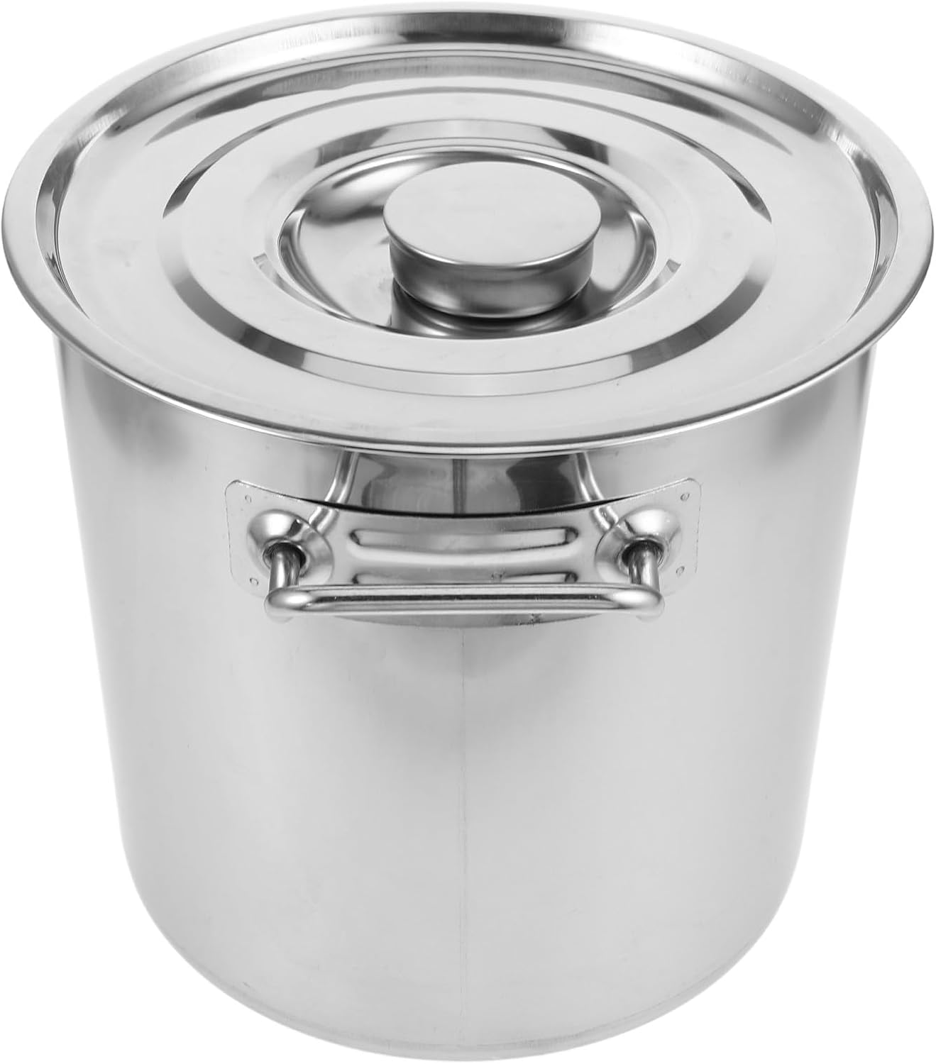 Zerodeko Stainless Steel Stockpot 25cm Diameter 3.0mm Thickness with Lid Double Handles Lobster Boil Soup Pan Commercial Kitchen Cooking Pot