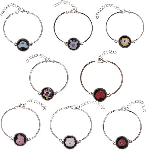 Cianowegy Kpop Bts Bangtan Boys Bracelet Set Jungkook Jimin V Suga Jin J Hope Rap Monster Bracelet Stainless Steel Silicone Wristband Best Gift For The Army H03 8pcs Amazon Co Uk Jewellery